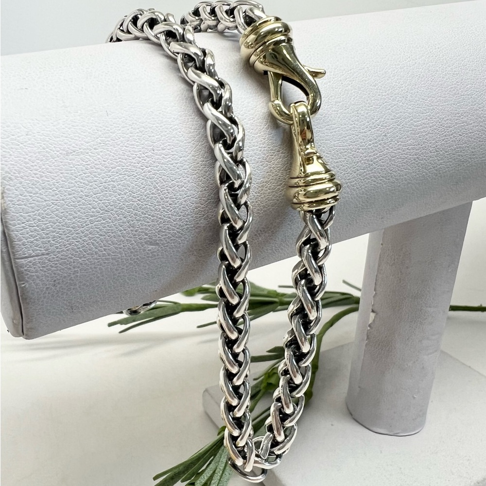 David Yurman 14K Gold Clasp 6MM Wheat Chain Necklace .925 - Picture 3 of 7